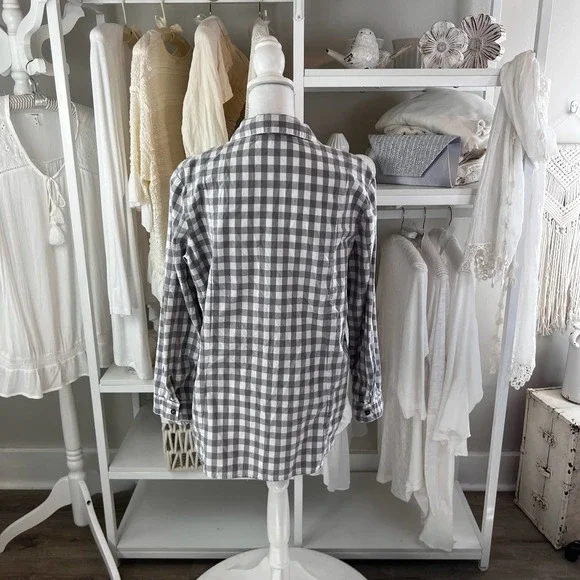 Simply Noelle sz. L, XL  white & gray checkered button up casual, office #1634 - Picture 5 of 10